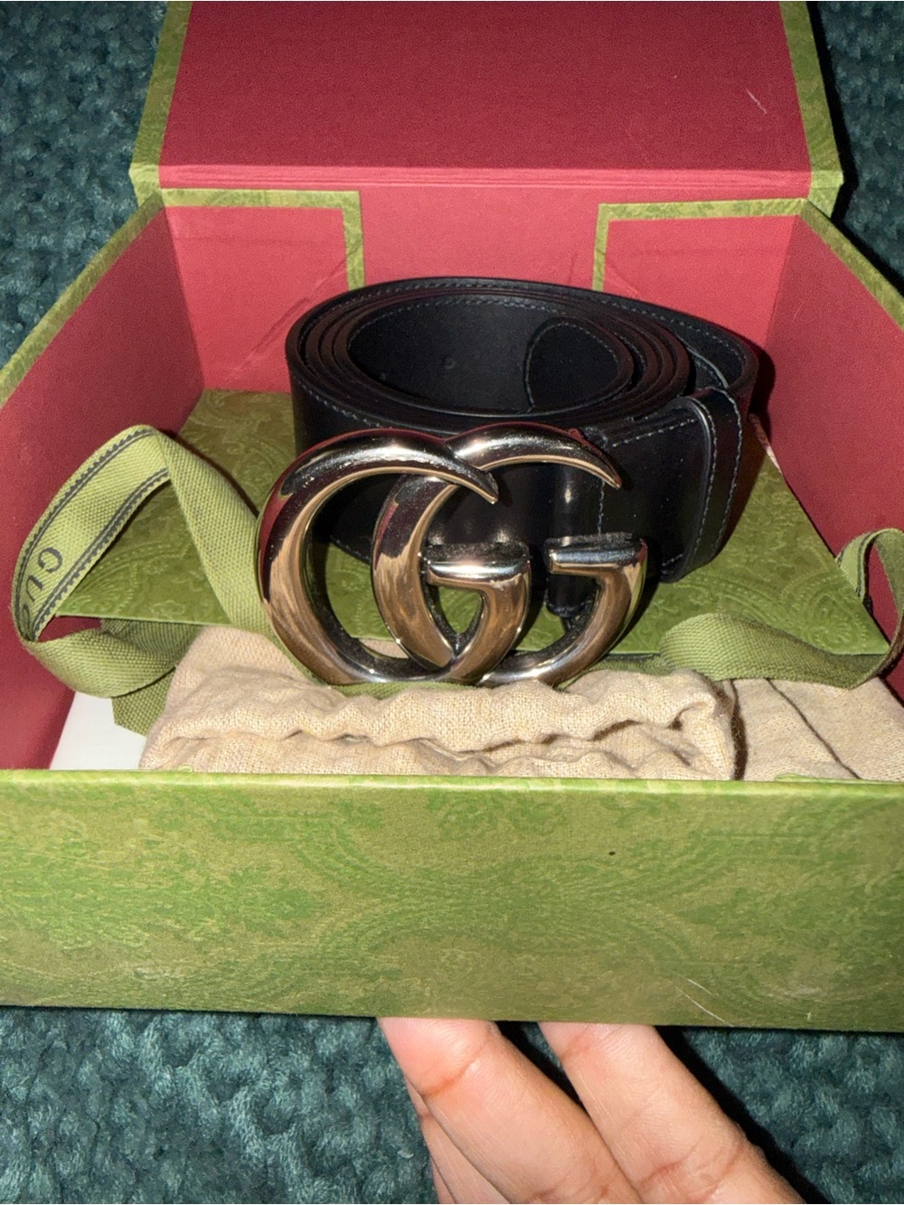 Gucci Black Leather Belt with GG buckle - Picture 1 of 8